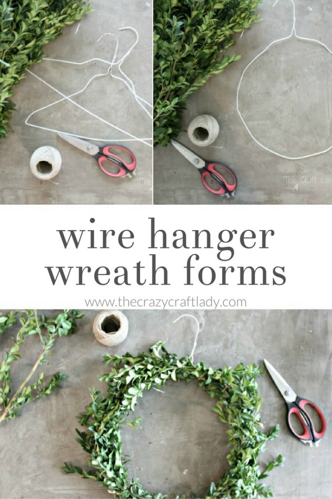 DIY boxwood wreaths - simple winter wreaths using a wire hanger wreath form