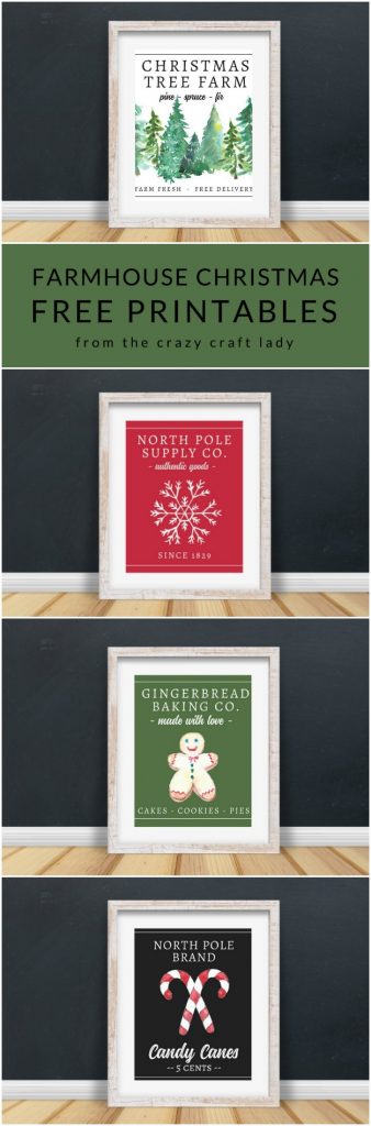 FREE Christmas Printables - Farmhouse Christmas Art - The Crazy Craft Lady