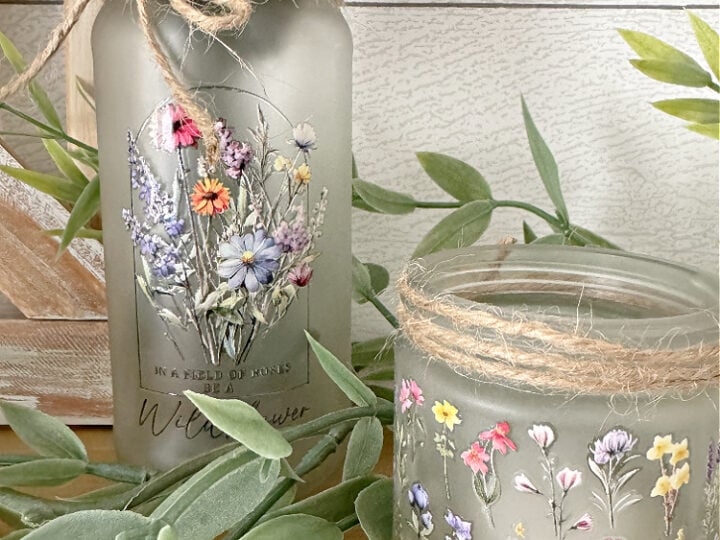 Upcycled Glass Jar Modern Terracotta Vase with Textured Paint
