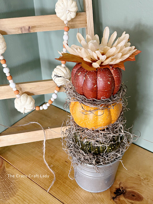 EASY Dollar Tree Pumpkin Topiary - The Crazy Craft Lady