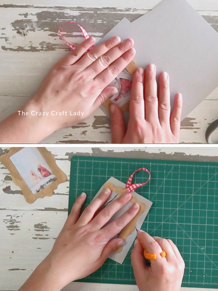 add cardstock backer and trim away excess