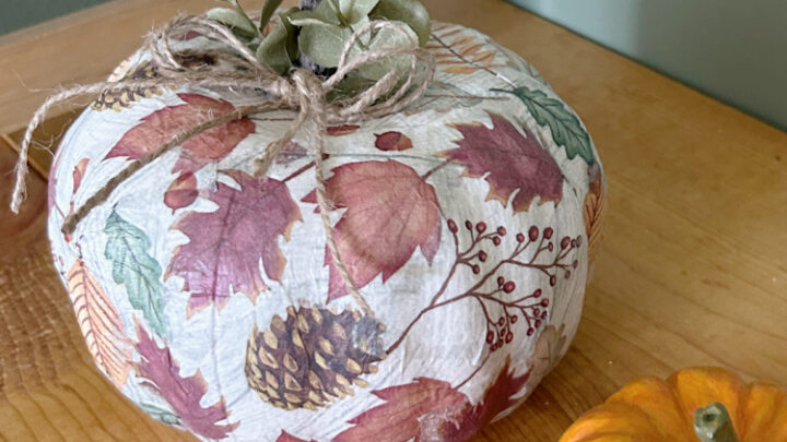 Fall Napkin Decoupage Pumpkin (Dollar Tree Craft Tutorial) - The