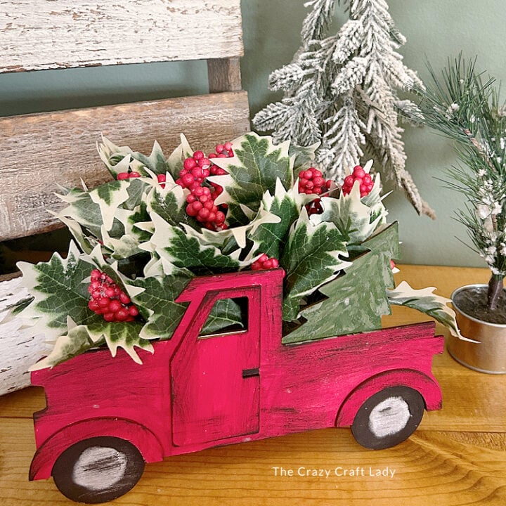 DIY Red Pickup Mini Floral Centerpiece