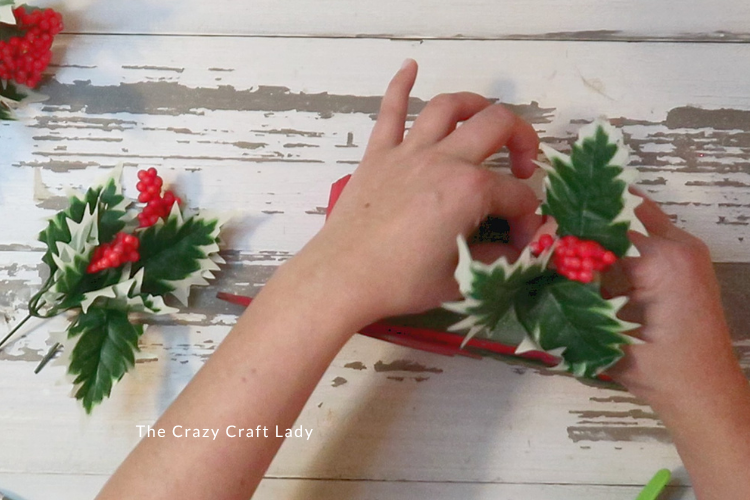 add faux florals to mini crate