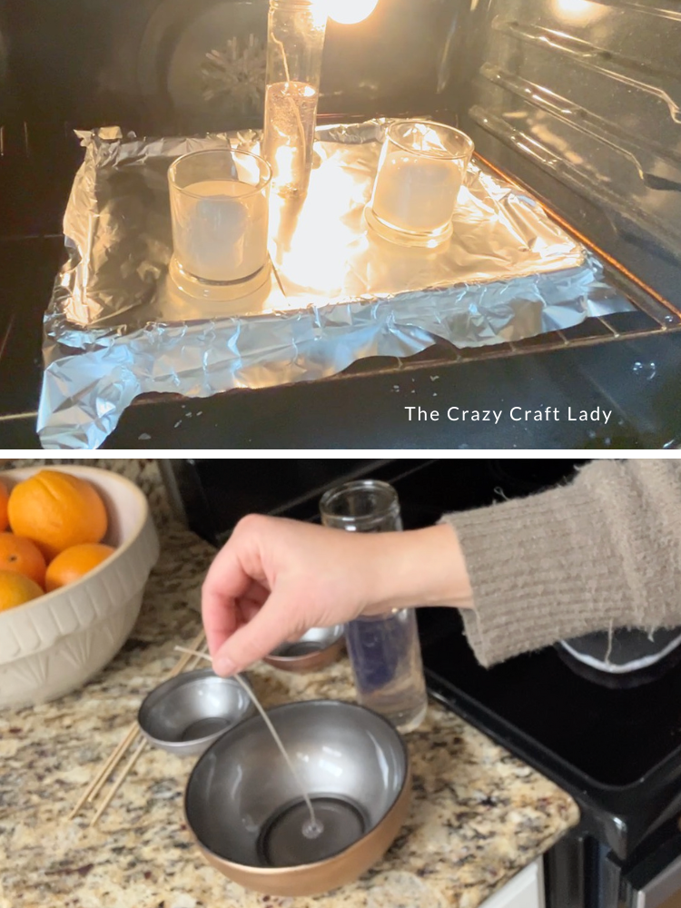 melt dollar store candles and remove wicks