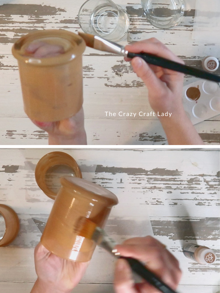 paint glass candle holder gingerbread cookie brown