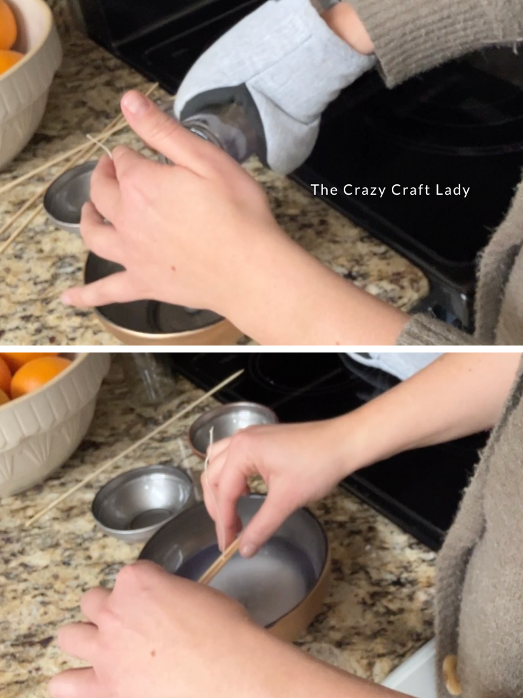 pour wax into large bowl