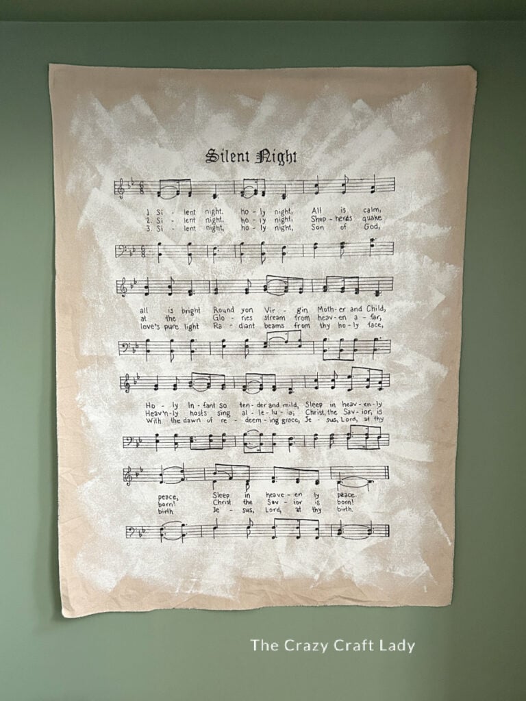 Hand Painted Silent Night Sheet Music Fabric Wall Hanging