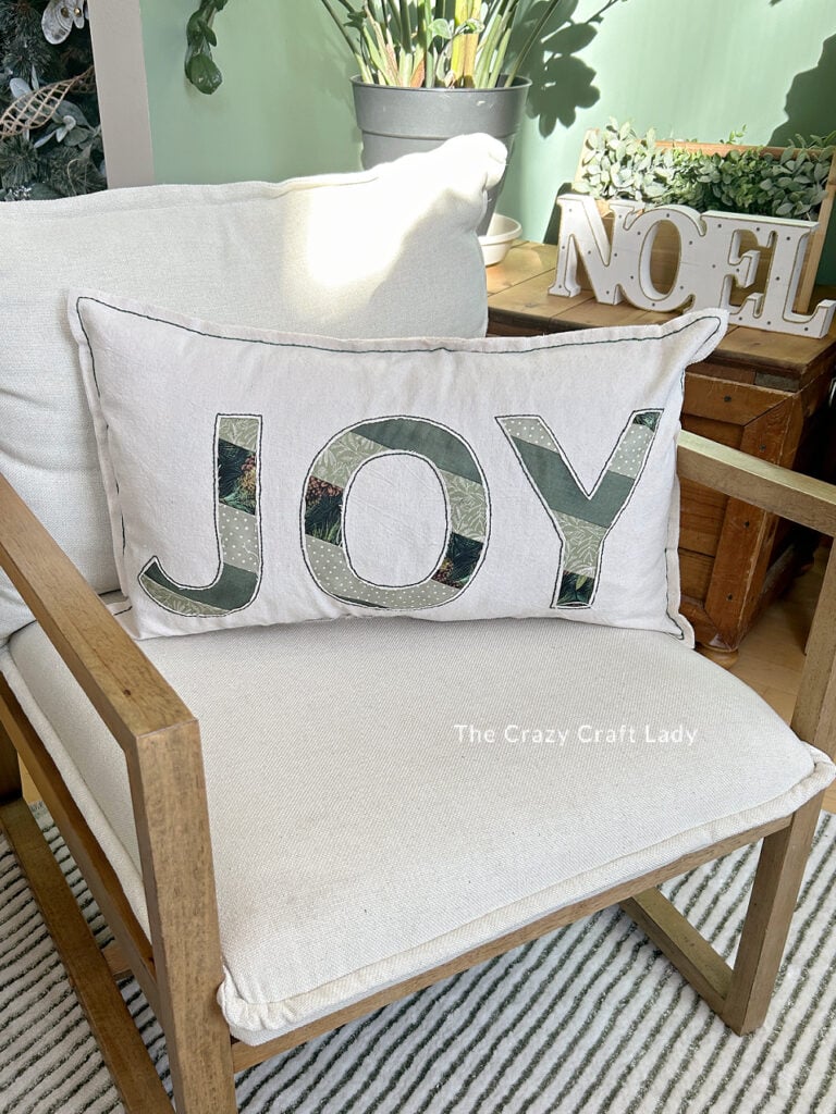 JOY Patchwork Reverse Applique Drop Cloth Pillow Craft