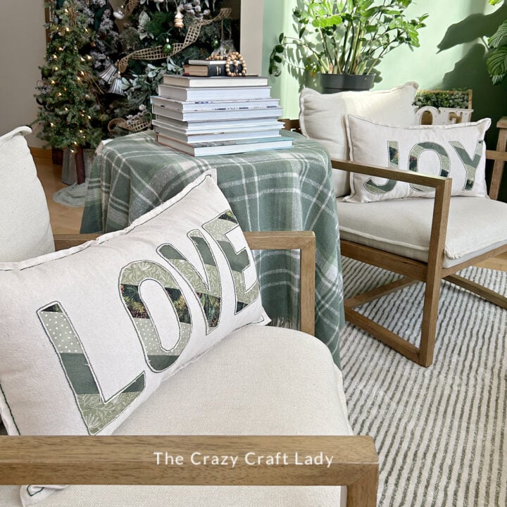 LOVE and JOY Reverse Applique Dropcloth Pillow Covers