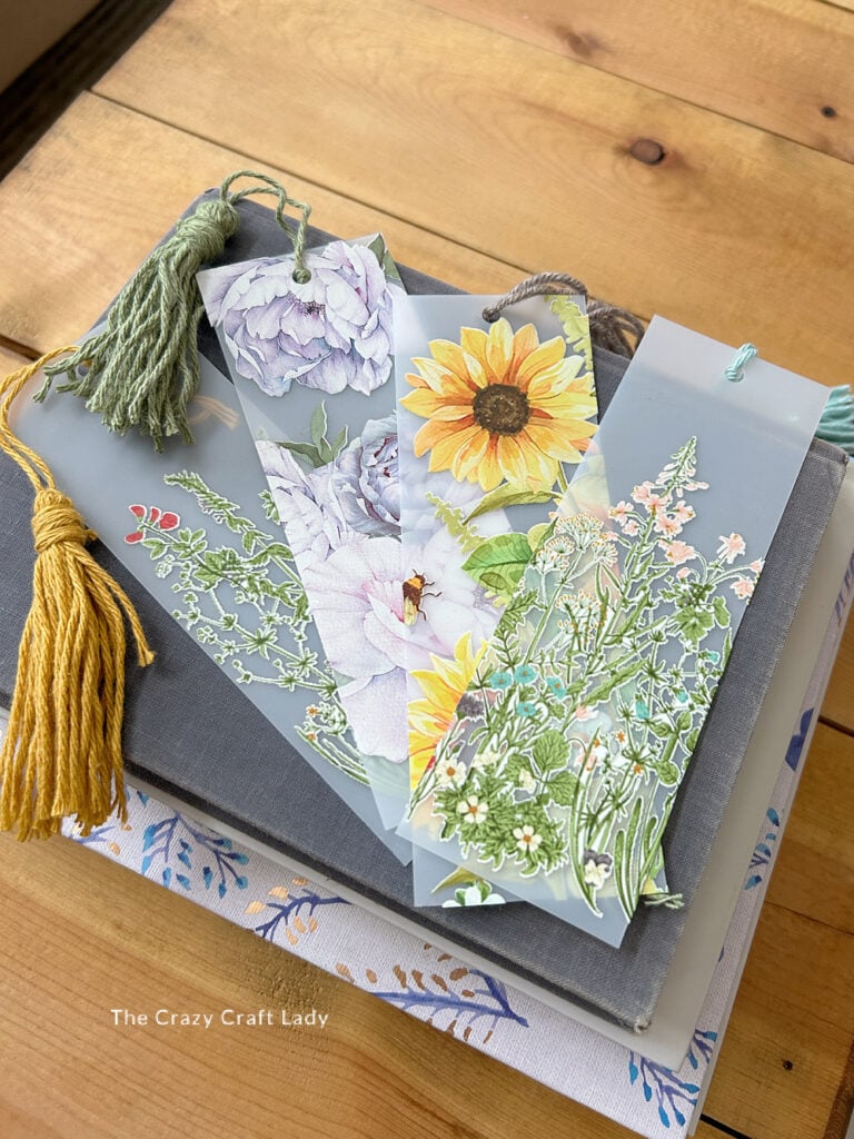 DIY floral bookmarks on acrylic