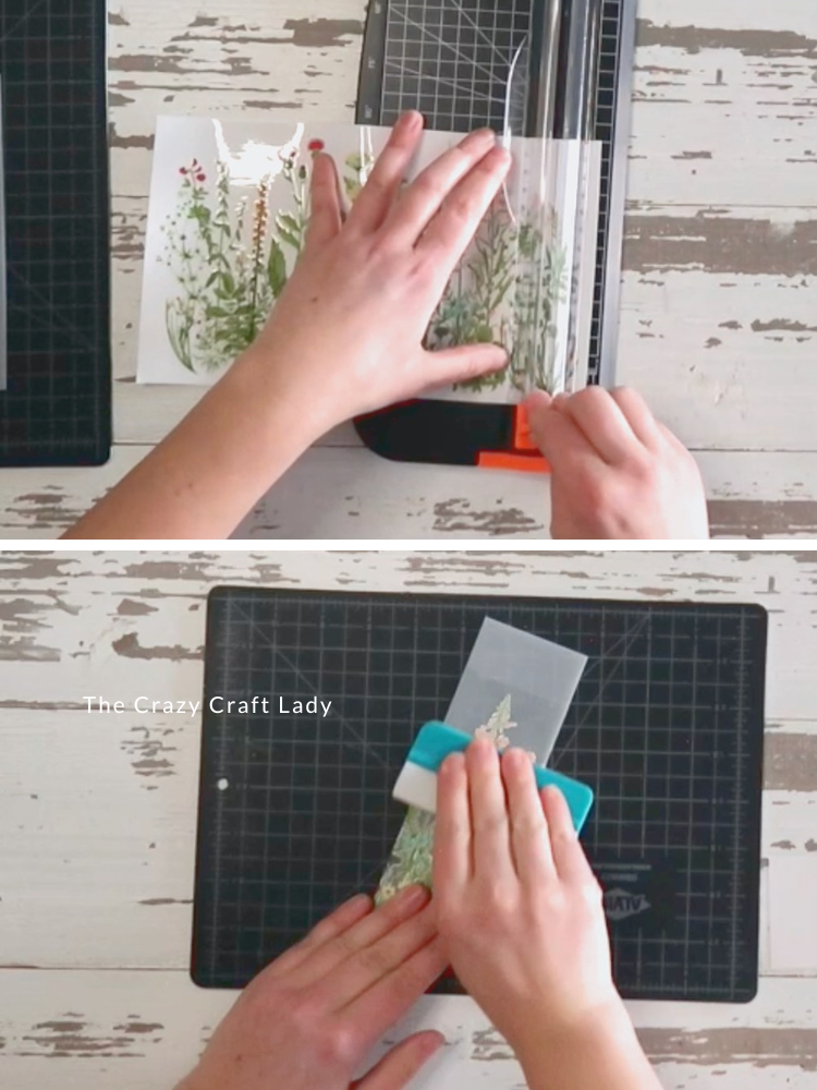trim decal and smooth onto cutting mat piece