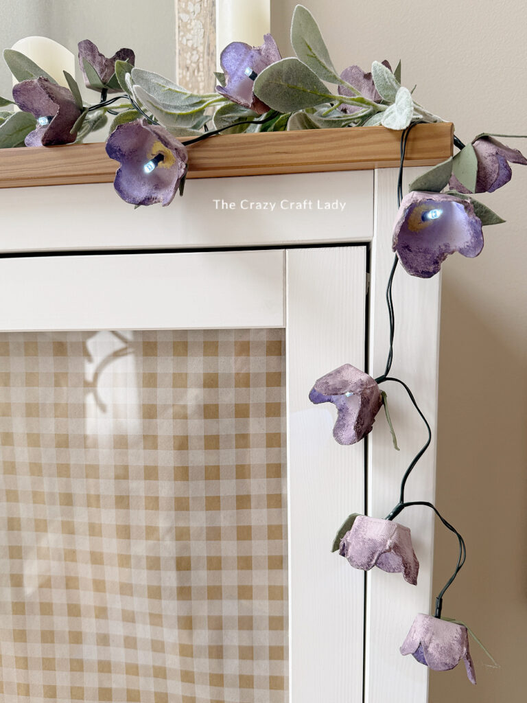 DIY lavender egg carton flower garland