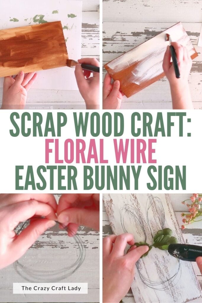 Scrap Wood Craft Floral Wire Easter Bunny Sign