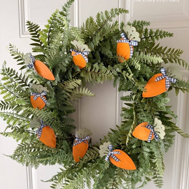 Spring fern wreath with carrot ornament embellishments