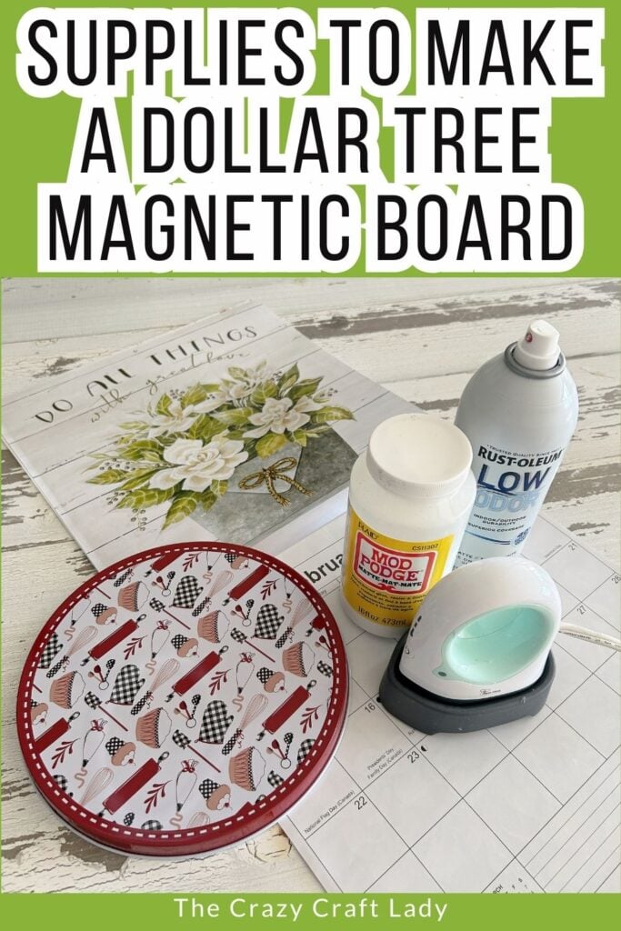 Supplies to make a Dollar Tree magnetic board
