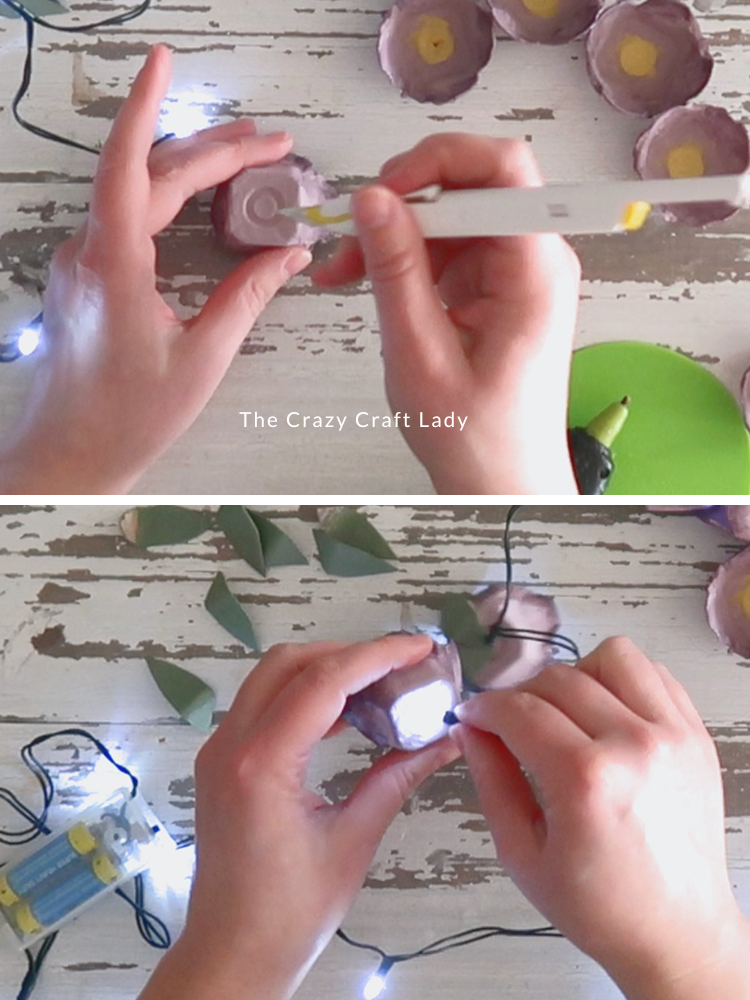 add lights to the flowers
