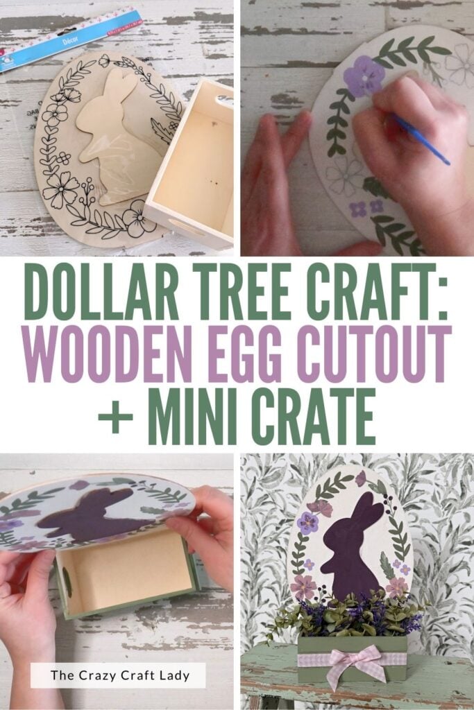 dollar tree craft wood egg cut out and mini crate
