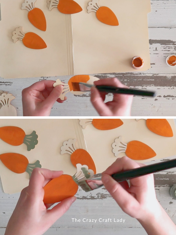 paint carrot base orange and tops green