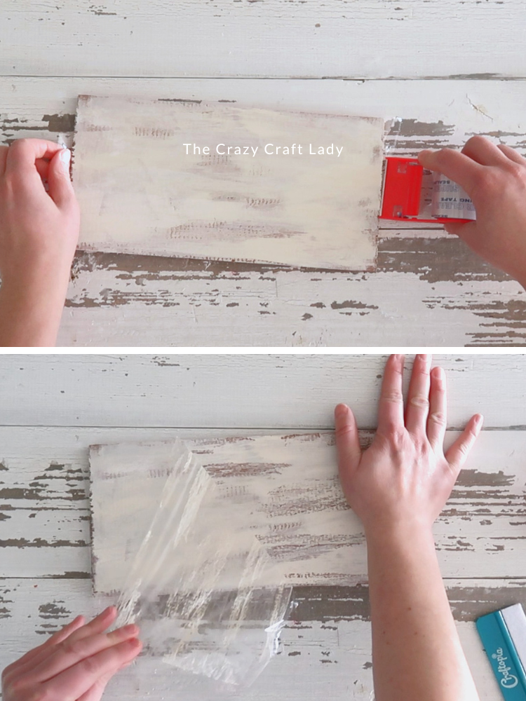 smooth packing tape over painted surface and peel away
