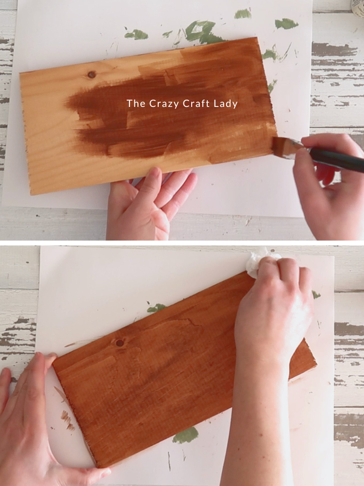 stain scrap wood piece with oak gel stain