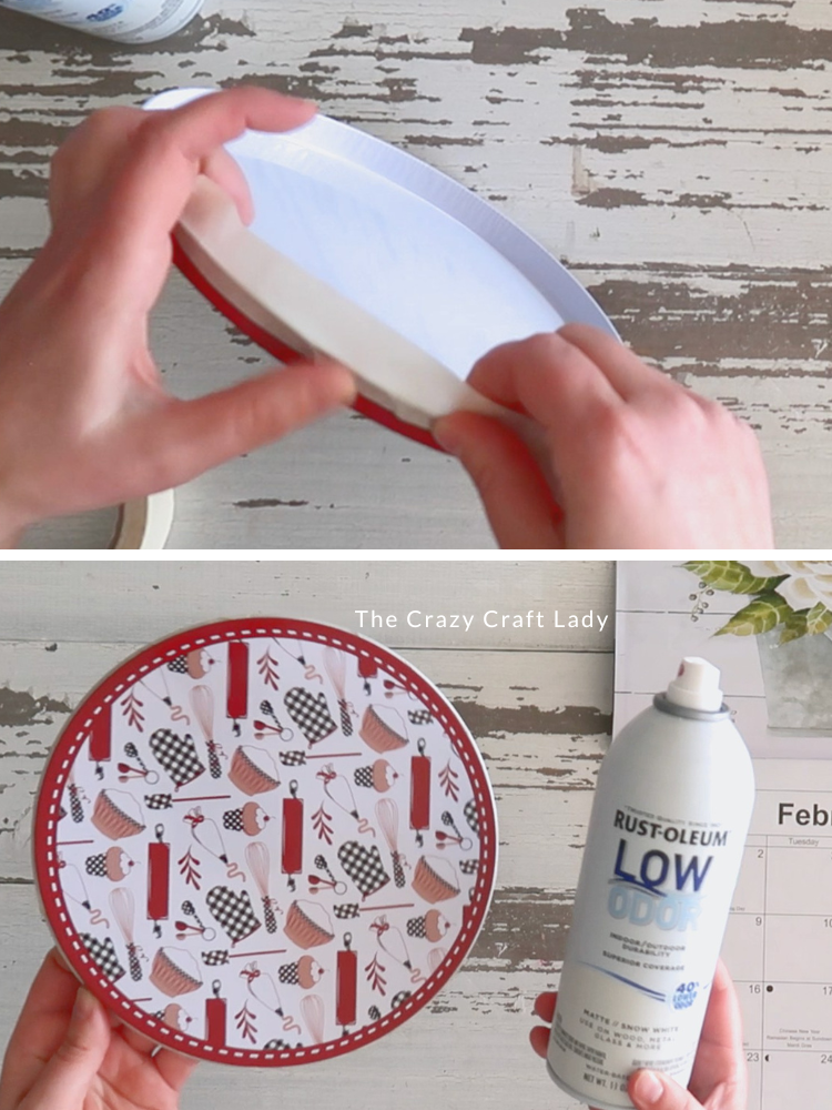 tape off burner cover edge and spray paint white