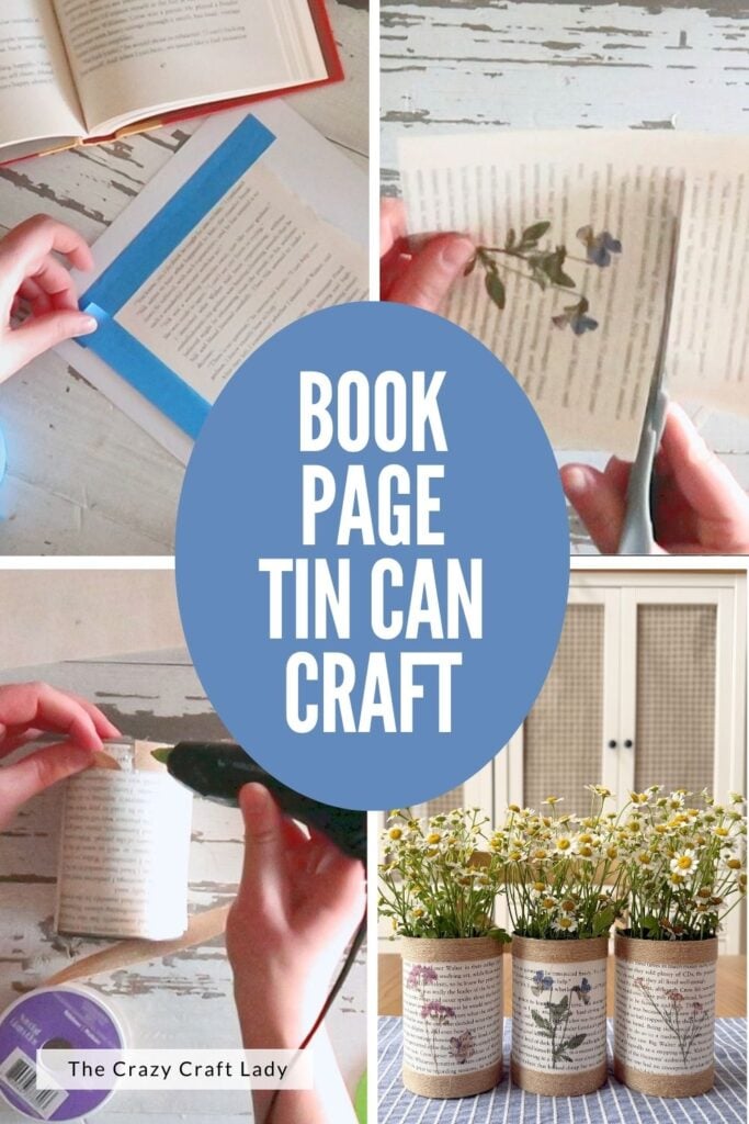 Book Page Tin Can Craft