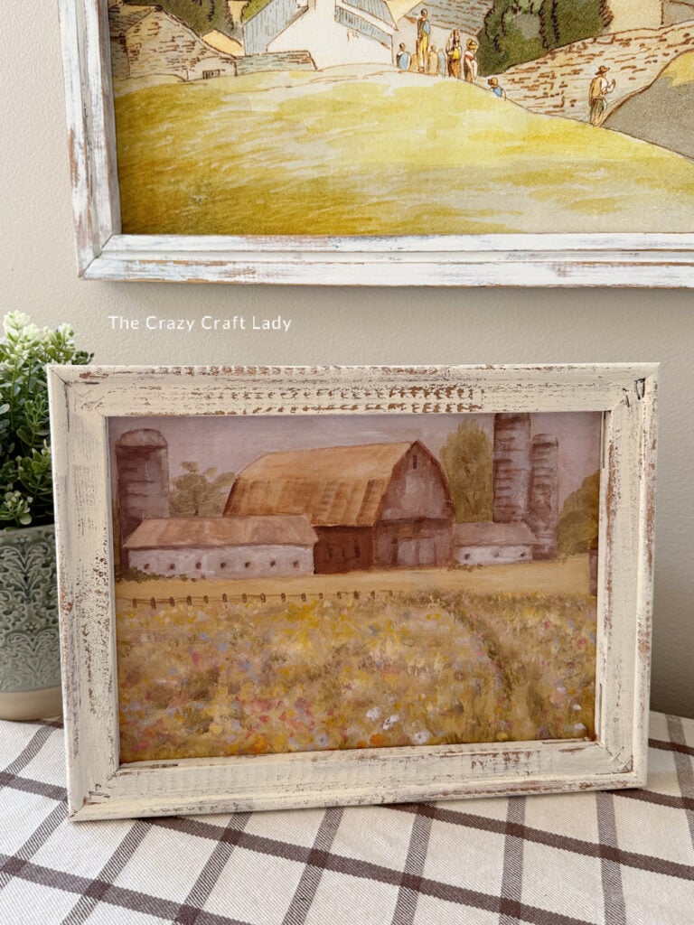 Distressed Wood Frame Reverse Canvas with Landscape Image