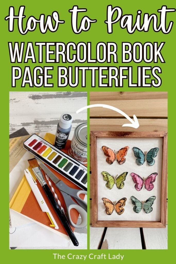 How to Paint Watercolor Book Page Butterflies