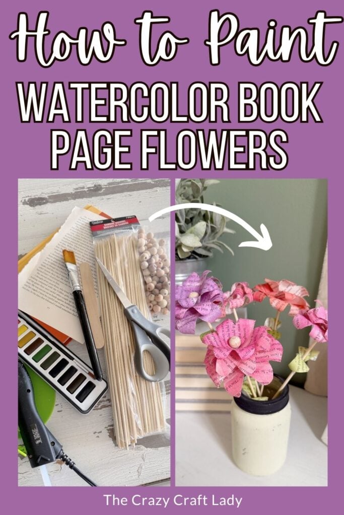 How to Paint Watercolor Book Page Flowers