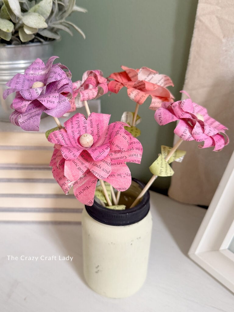 Pink and Purple Watercolor Book Page Paper Flowers