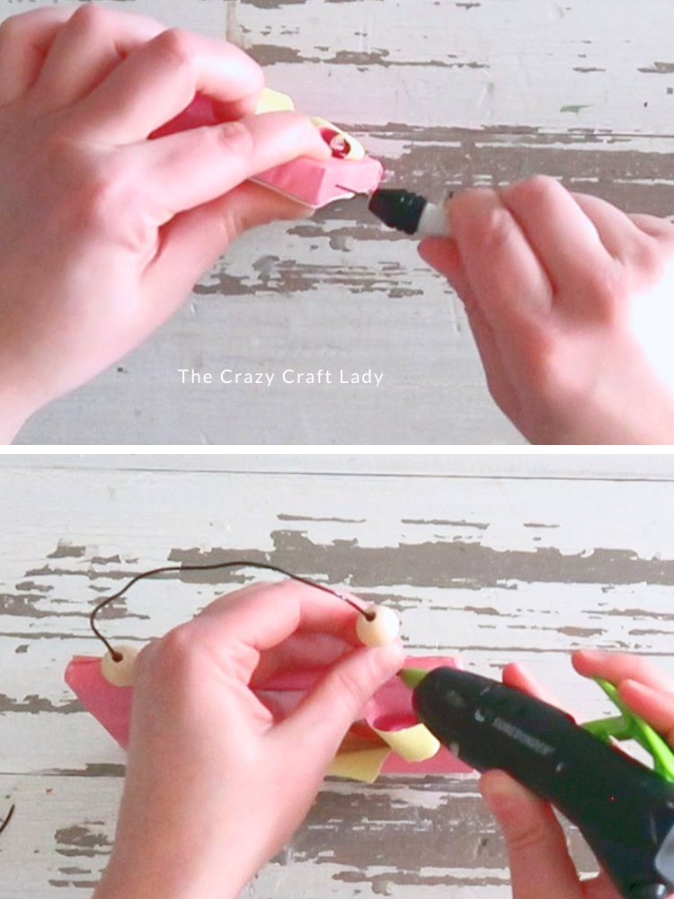 add a wire and wood bead hanger