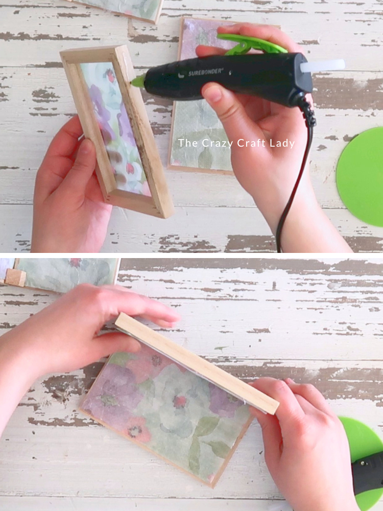 hot glue 4 wood frames together