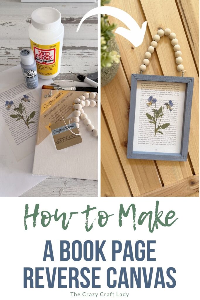 how to make a book page reverse canvas