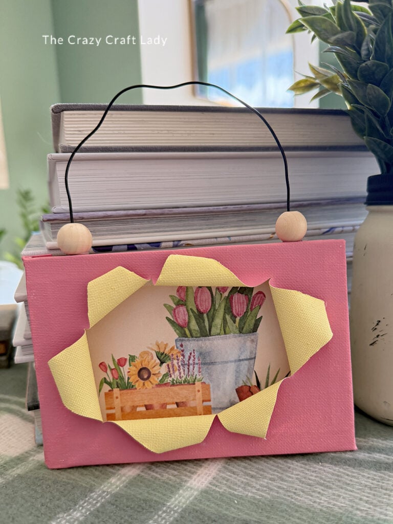 pink and yellow spring busted canvas craft