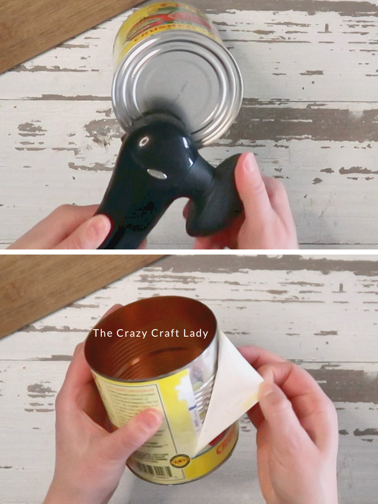 remove can bottom and label