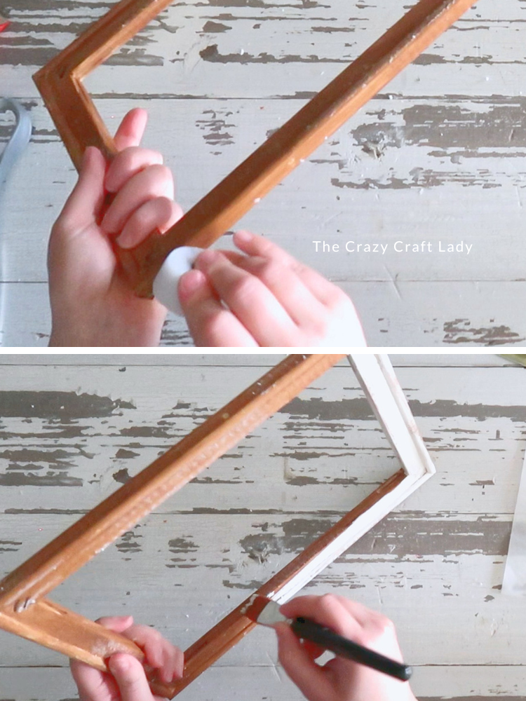 rub frame with candle wax and paint cream