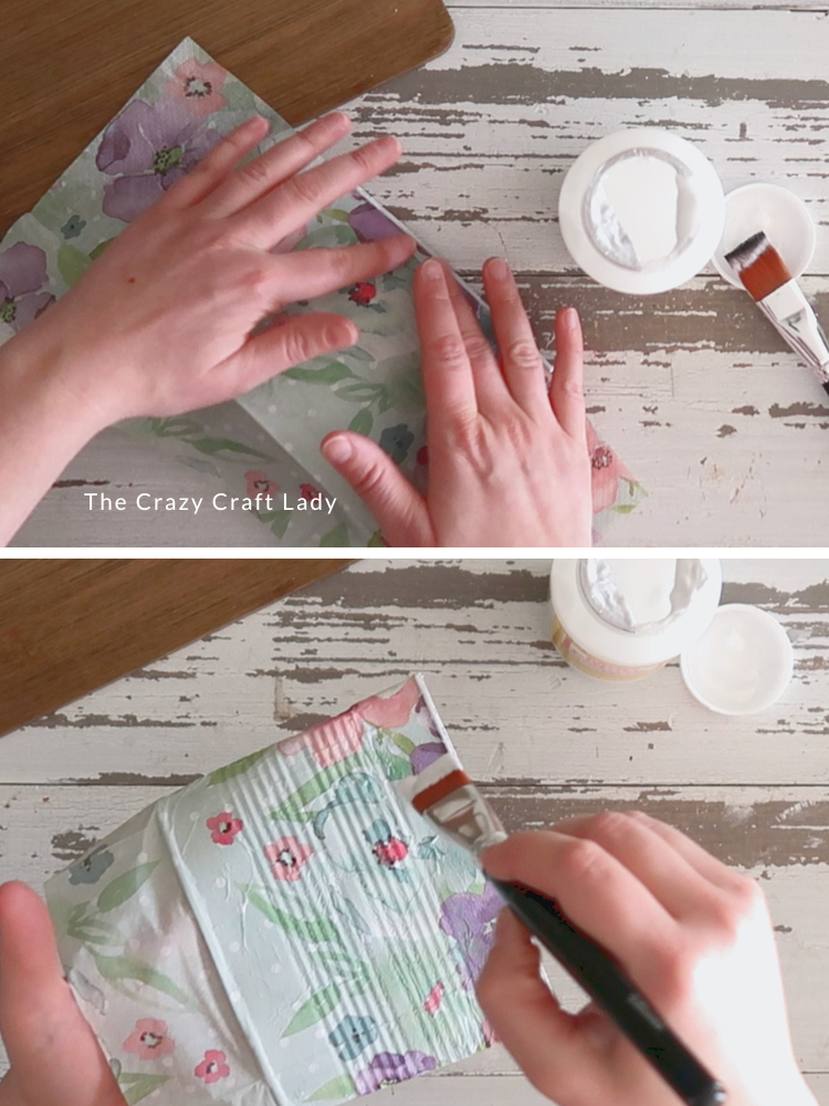 smooth paper napkin and seal with mod podge