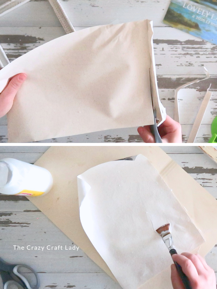 trim canvas down to size and add Mod Podge