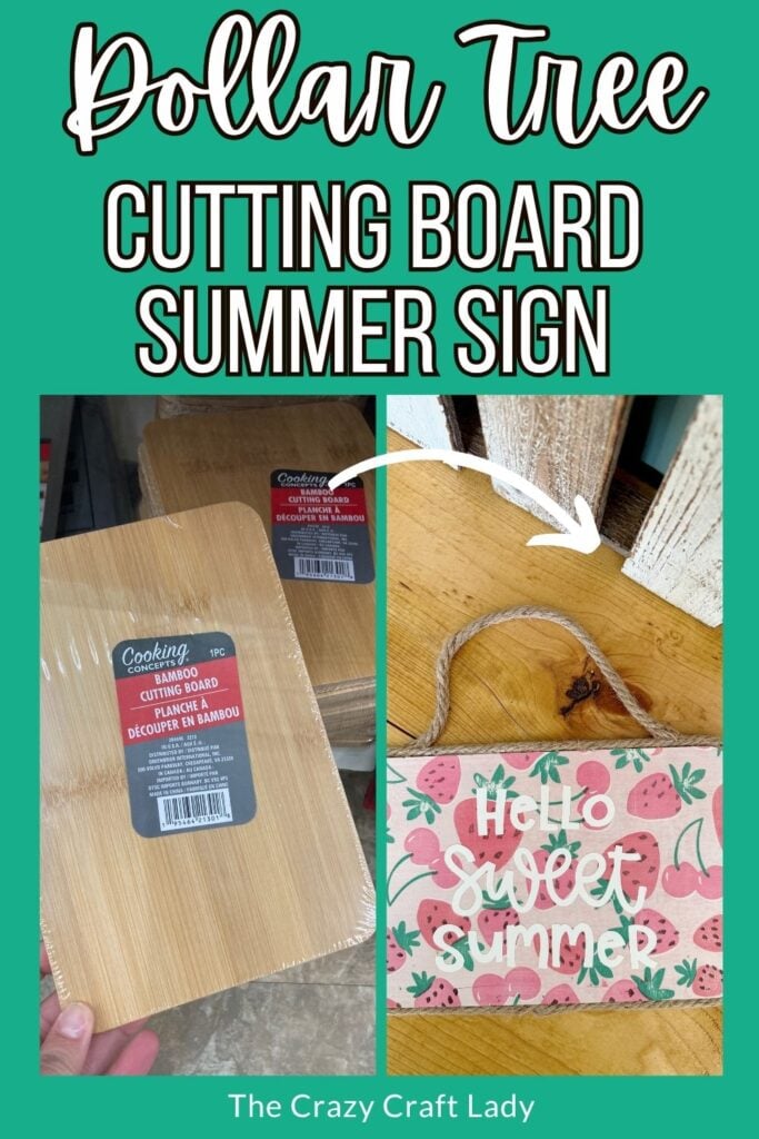 Dollar Tree Cutting Board Summer Sign