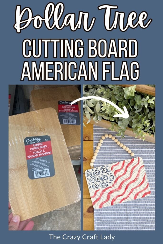Dollar Tree Cutting Board Watercolor American Flag Sign