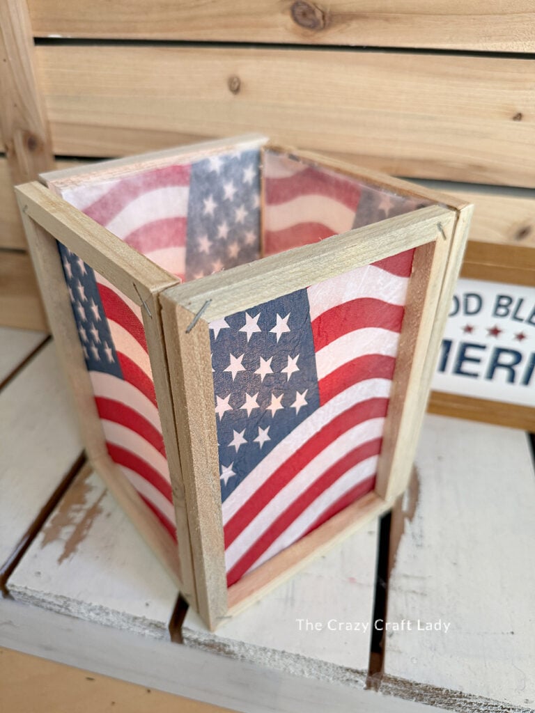 Dollar Tree Reverse Canvas Patriotic Lantern Craft