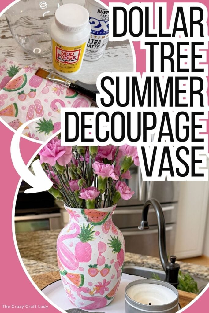 Dollar Tree Summer Decoupage Vase