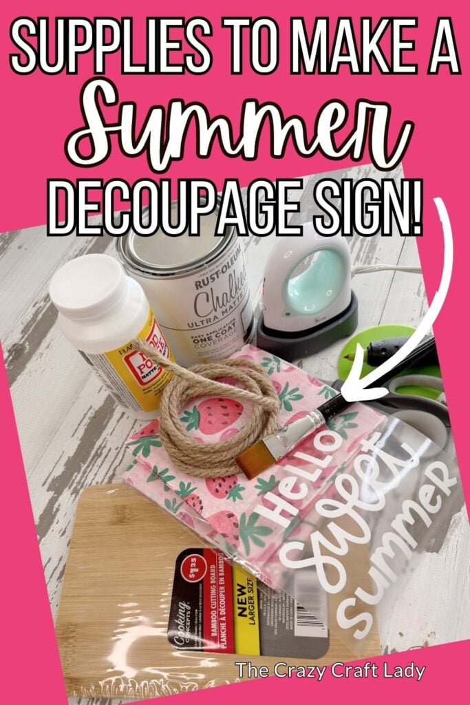 Supplies to Make a Summer Decoupage Sign