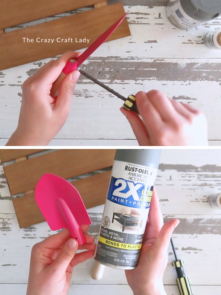 disassemble shovel and spray paint