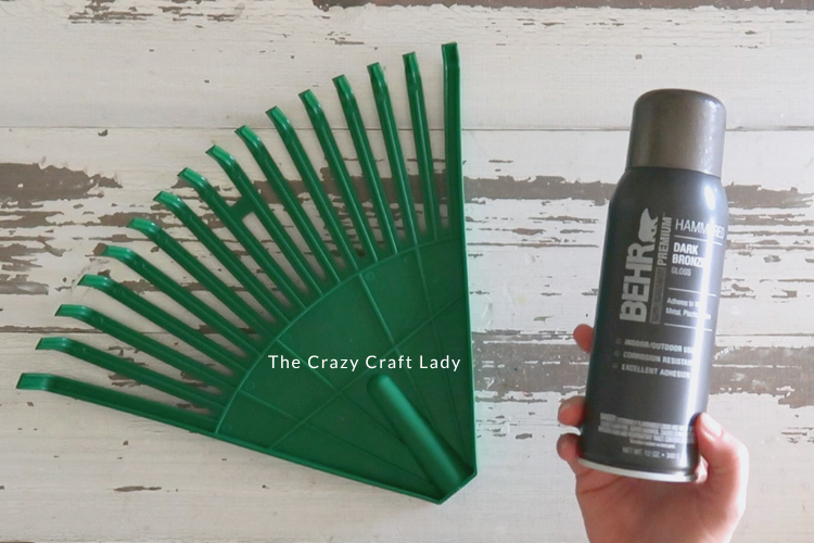 spray paint plastic rake dark brinze