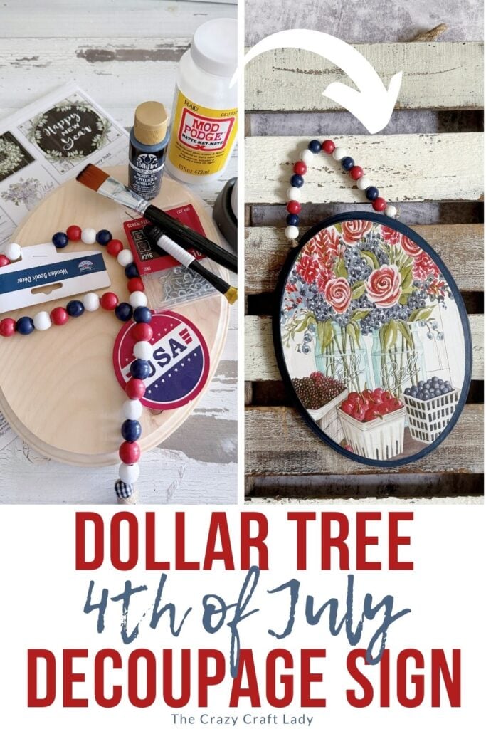 Dollar Tree 4th of July Decoupage Sign