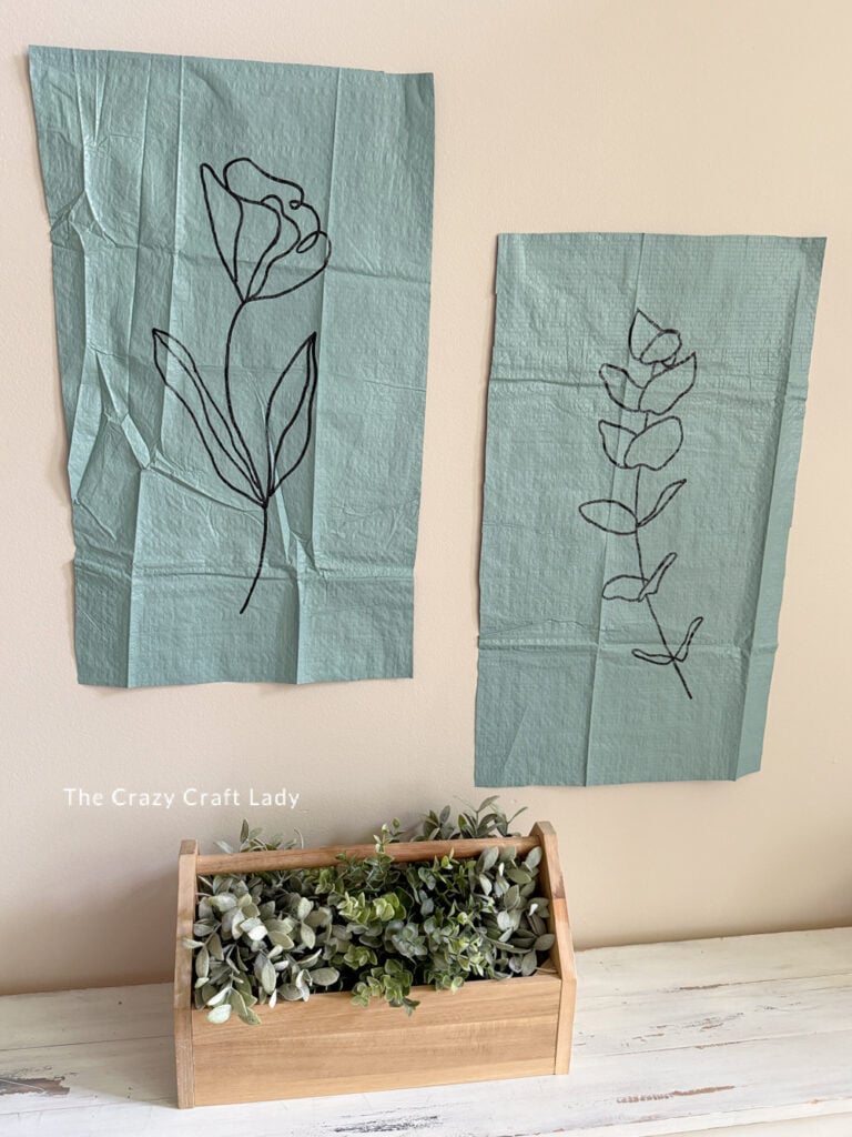 Painted Tarp Wall Hangings with Modern Botanical Pattern