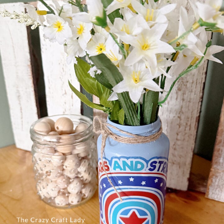 Patriotic Window Cling Decoupage Jar Vase