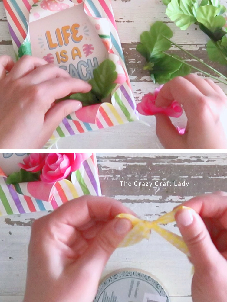 add faux flowers and a yellow bow